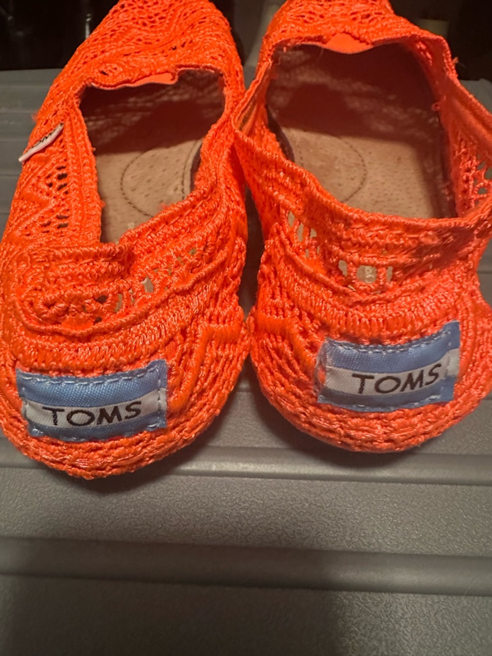 TOMS Crochet Slip-On Flats in Bright Orange